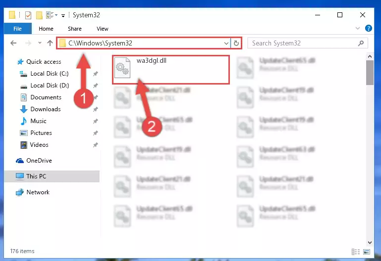 Pasting the Wa3dgl.dll file into the Windows/sysWOW64 folder