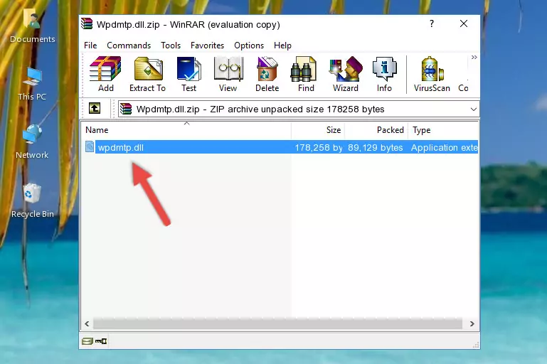 Pasting the Wpdmtp.dll file into the software's file folder