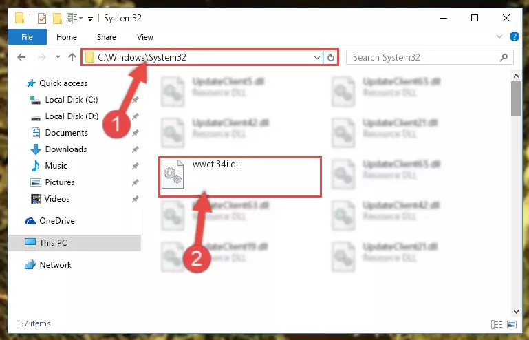 Pasting the Wwctl34i.dll file into the Windows/sysWOW64 folder