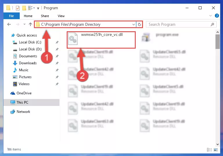 Choosing the Wxmsw251h_core_vc.dll library