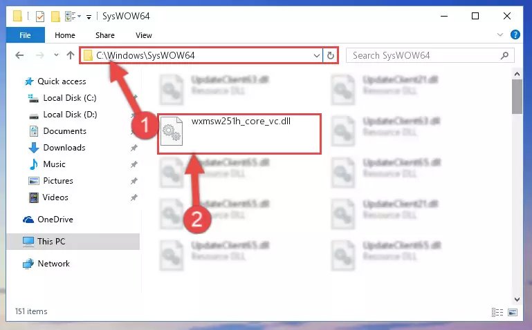 Extracting the Wxmsw251h_core_vc.dll library to the desktop