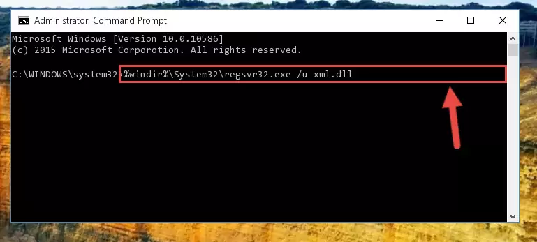 Reregistering the Xml.dll file in the system