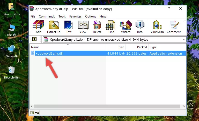 Copying the Xpcdword2any.dll file into the software's file folder