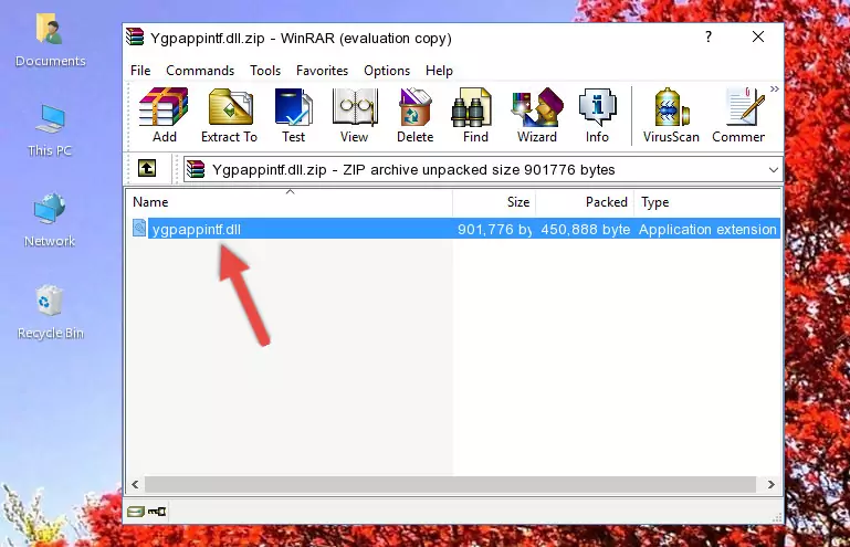 Pasting the Ygpappintf.dll file into the software's file folder