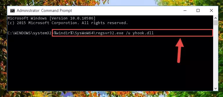 Creating a new registry for the Yhook.dll library in the Windows Registry Editor