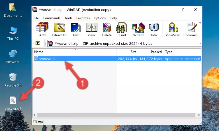 Copying the Ywcvwr.dll file into the software's file folder