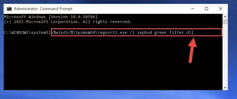 Uninstalling the Zephod green filter.dll file's problematic registry from Regedit (for 64 Bit)