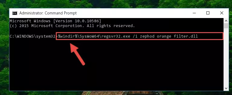 Deleting the damaged registry of the Zephod orange filter.dll