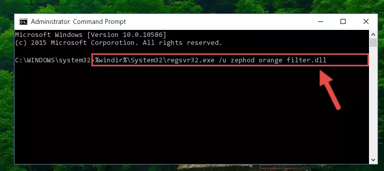 Extracting the Zephod orange filter.dll library from the .zip file