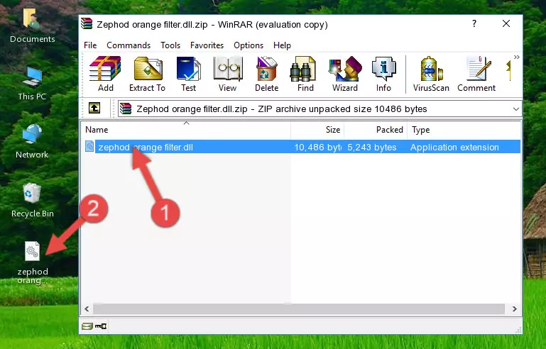 Copying the Zephod orange filter.dll library into the program's installation directory