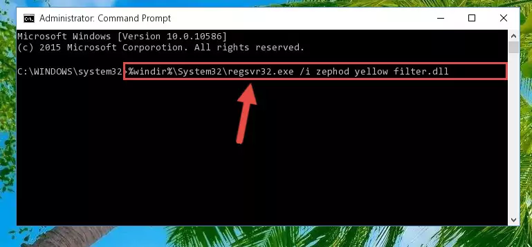 Reregistering the Zephod yellow filter.dll library in the system (for 64 Bit)