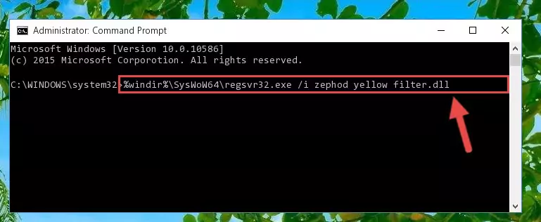 Deleting the Zephod yellow filter.dll library's problematic registry in the Windows Registry Editor