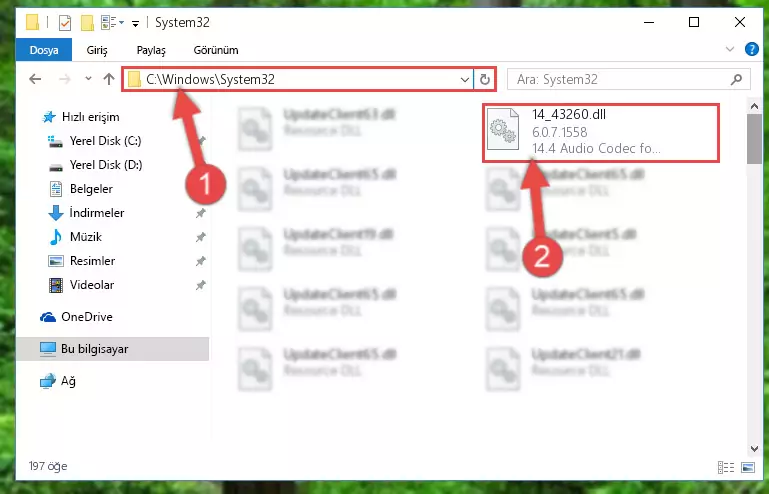 14_43260.dll dosyasını Windows/System32 dizinine kopyalama