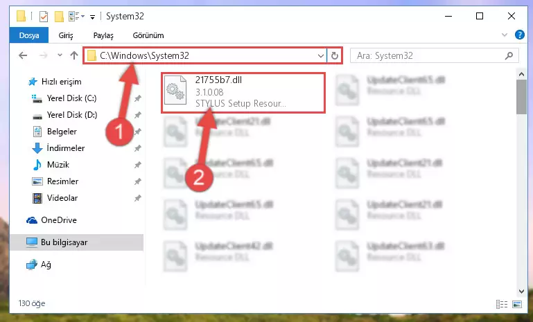21755b7.dll dosyasını Windows/sysWOW64 dizinine yapıştırma