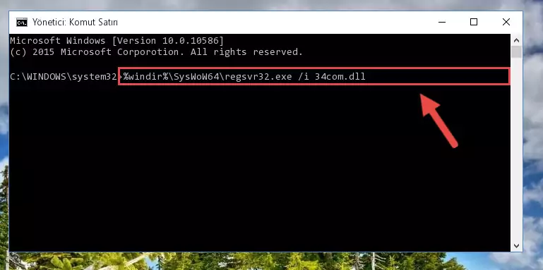 34com.dll kütüphanesinin bozuk kaydını Windows Kayıt Defterinden kaldırma (64 Bit için)