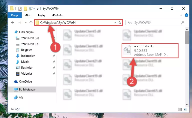 Abmpdata.dll dosyasını Windows/sysWOW64 dizinine yapıştırma