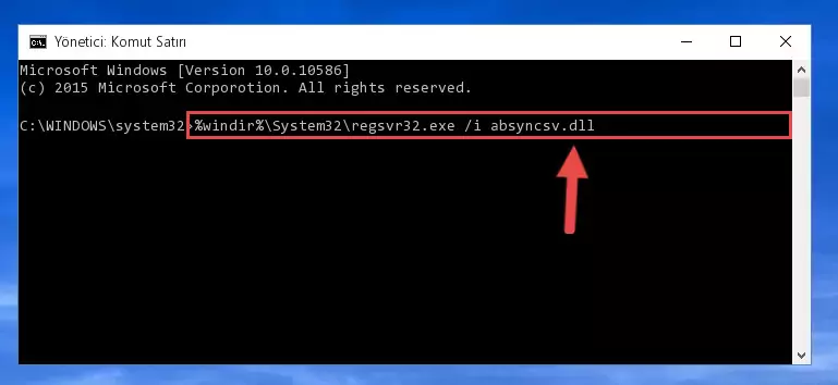 Absyncsv.dll dosyasını sisteme tekrar kaydetme (64 Bit için)