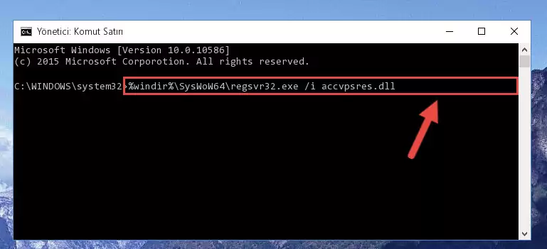 Accvpsres.dll dosyasının bozuk kaydını Windows Kayıt Defterinden kaldırma (64 Bit için)