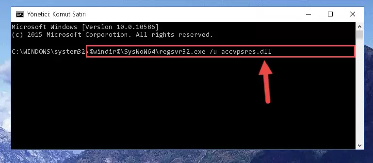 Accvpsres.dll dosyasını sisteme tekrar kaydetme (64 Bit için)