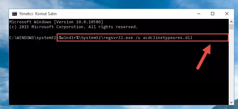 Acdclinetypesres.dll dosyasını sisteme tekrar kaydetme