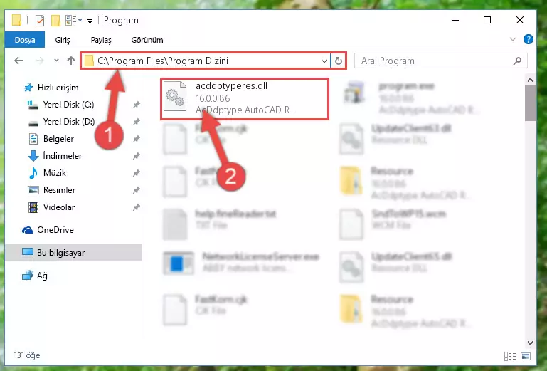 Acddptyperes.dll kütüphanesinin sorunlu kaydını Regedit'den kaldırma (64 Bit için)