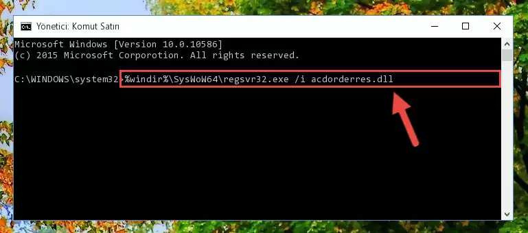 Acdorderres.dll dosyasının bozuk kaydını Kayıt Defterinden kaldırma (64 Bit için)