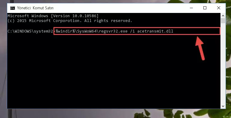 Acetransmit.dll dosyasının hasarlı kaydını sistemden kaldırma (64 Bit için)