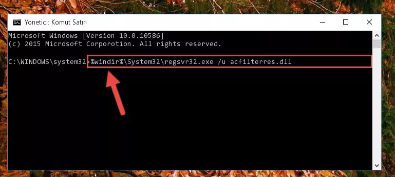 Acfilterres.dll dosyası için Regedit (Windows Kayıt Defteri) üzerinde temiz kayıt oluşturma