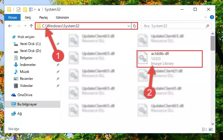 Aclddib.dll dosyasını Windows/sysWOW64 dizinine kopyalama