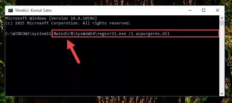 Acpurgeres.dll kütüphanesinin bozuk kaydını Kayıt Defterinden kaldırma (64 Bit için)