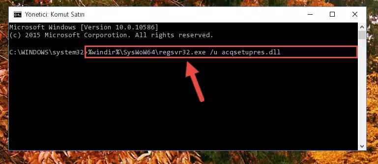 Acqsetupres.dll kütüphanesi için Windows Kayıt Defterinde yeni kayıt oluşturma