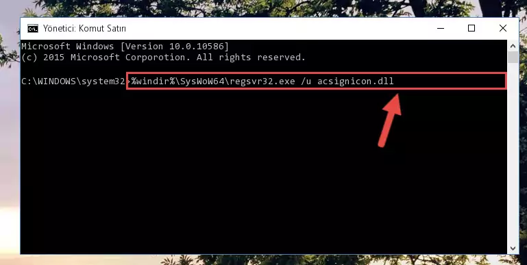Acsignicon.dll kütüphanesi için Regedit (Windows Kayıt Defteri) üzerinde temiz kayıt oluşturma