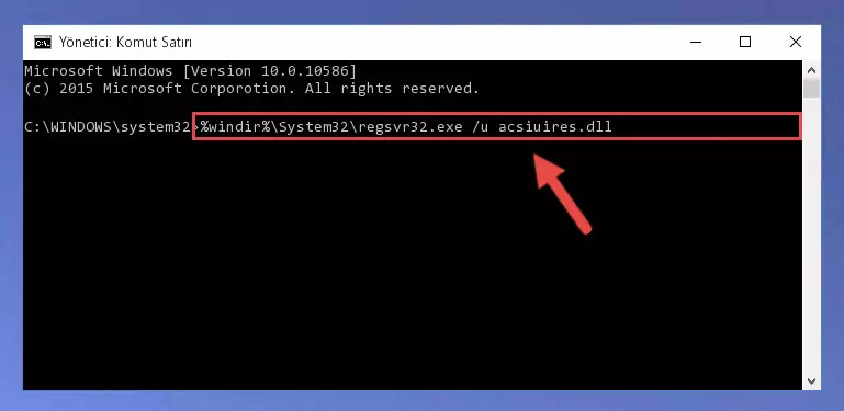 Acsiuires.dll dosyası için Windows Kayıt Defterinde yeni kayıt oluşturma