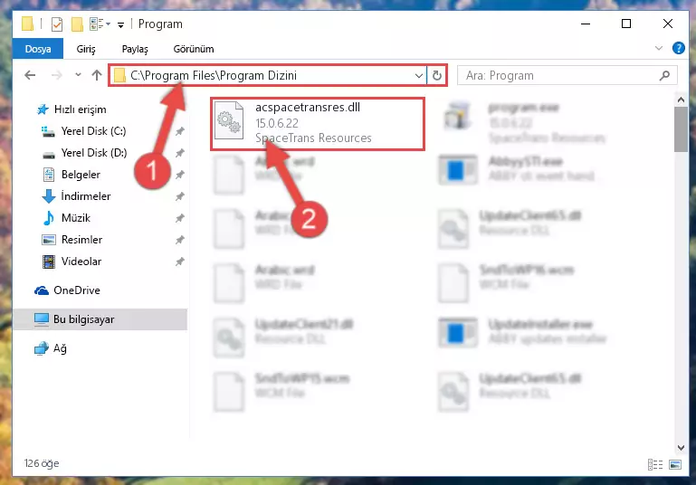 Acspacetransres.dll dosyasının bozuk kaydını Windows Kayıt Defterinden kaldırma (64 Bit için)