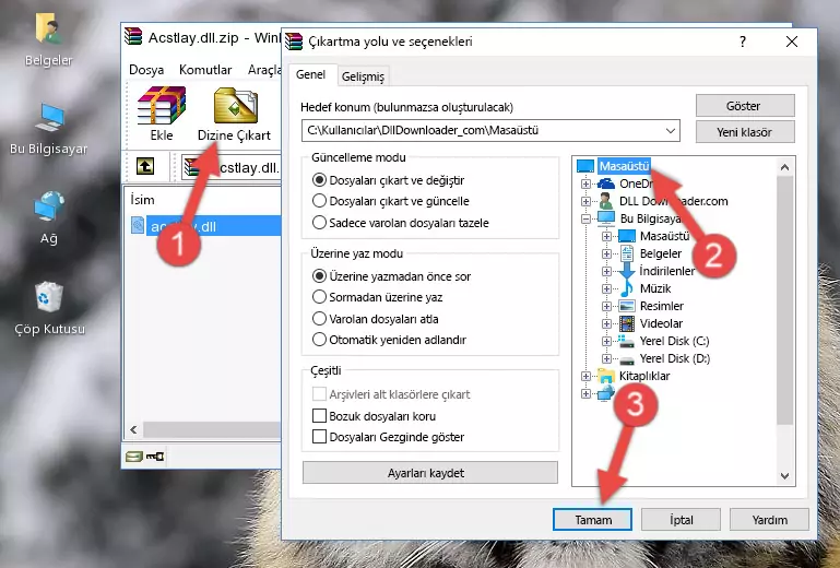 Acstlay.dll dosyasını Windows/System32 dizinine yapıştırma