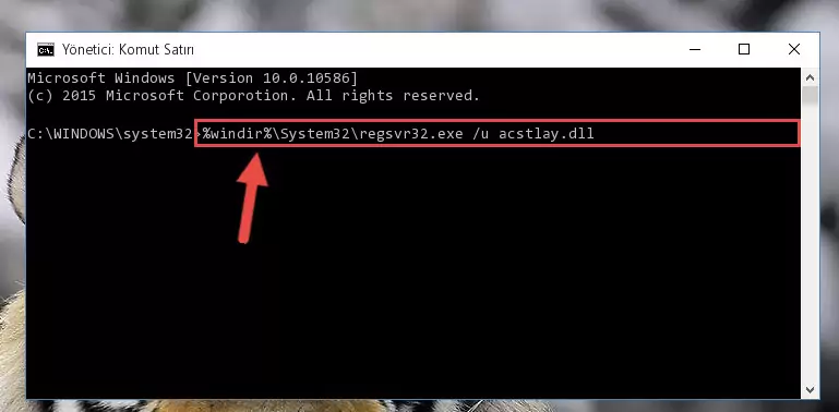 Acstlay.dll dosyası için Windows Kayıt Defterinde yeni kayıt oluşturma