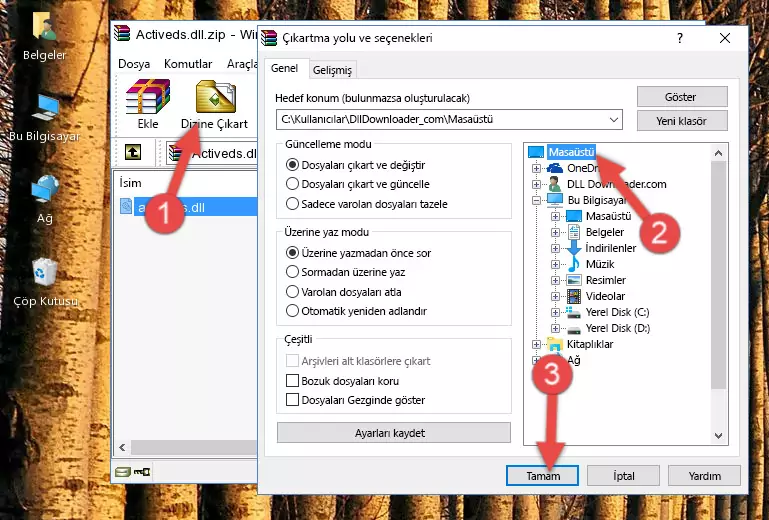 Activeds.dll kütüphanesini Windows/System32 klasörüne kopyalama