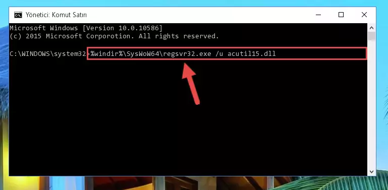 Acutil15.dll dosyası için Windows Kayıt Defterinde yeni kayıt oluşturma