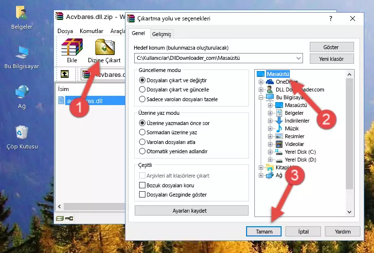 Acvbares.dll dosyasını Windows/System32 dizinine kopyalama