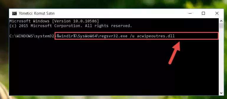 Acwipeoutres.dll kütüphanesi için Windows Kayıt Defterinde yeni kayıt oluşturma
