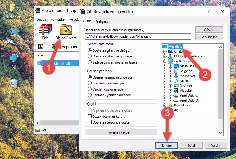 Acxploderes.dll dosyasını Windows/System32 dizinine kopyalama