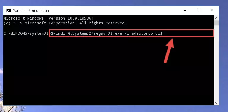 Adaptorop.dll dosyasını sisteme tekrar kaydetme (64 Bit için)