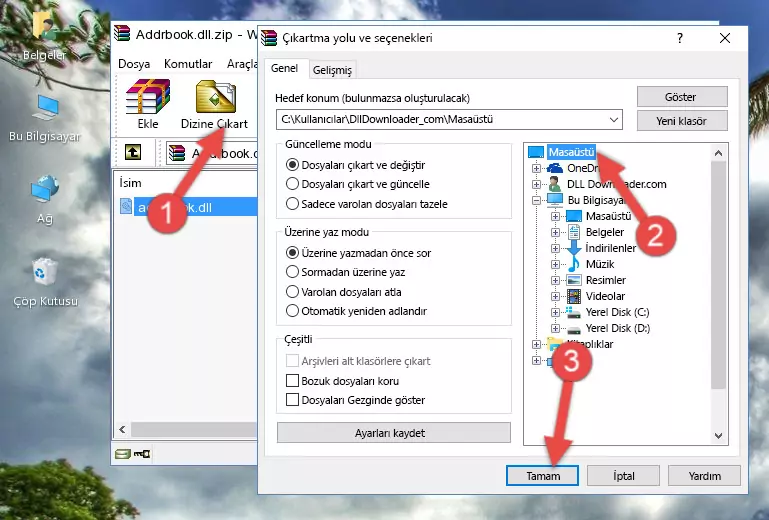 Addrbook.dll dosyasını Windows/System32 dizinine yapıştırma