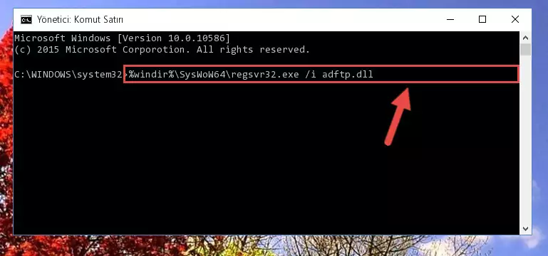 Adftp.dll dosyasının kaydını sistemden kaldırma