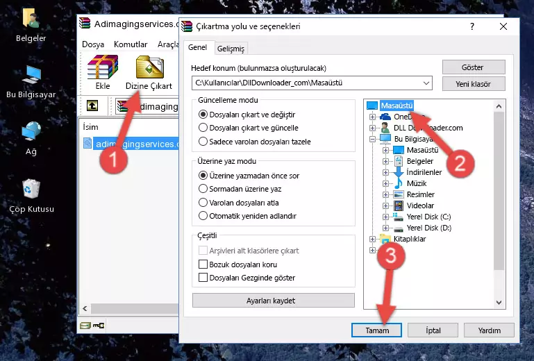 Adimagingservices.dll kütüphanesini Windows/System32 klasörüne kopyalama