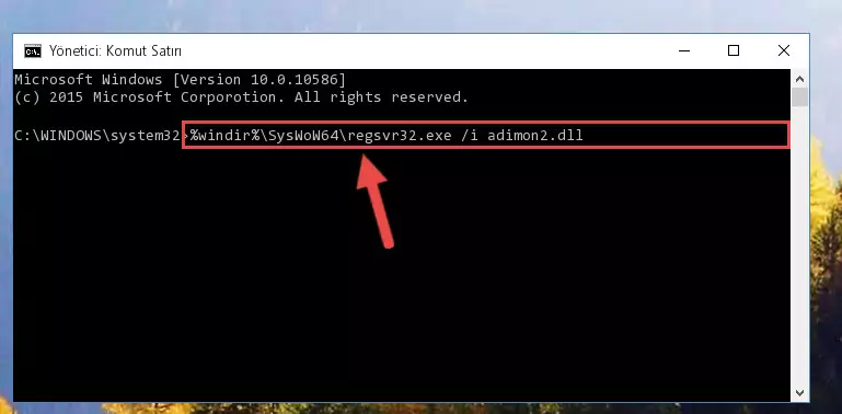 Adimon2.dll dosyasının bozuk kaydını Windows Kayıt Defterinden kaldırma (64 Bit için)