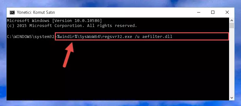 Aefilter.dll kütüphanesi için Regedit (Windows Kayıt Defteri) üzerinde temiz kayıt oluşturma