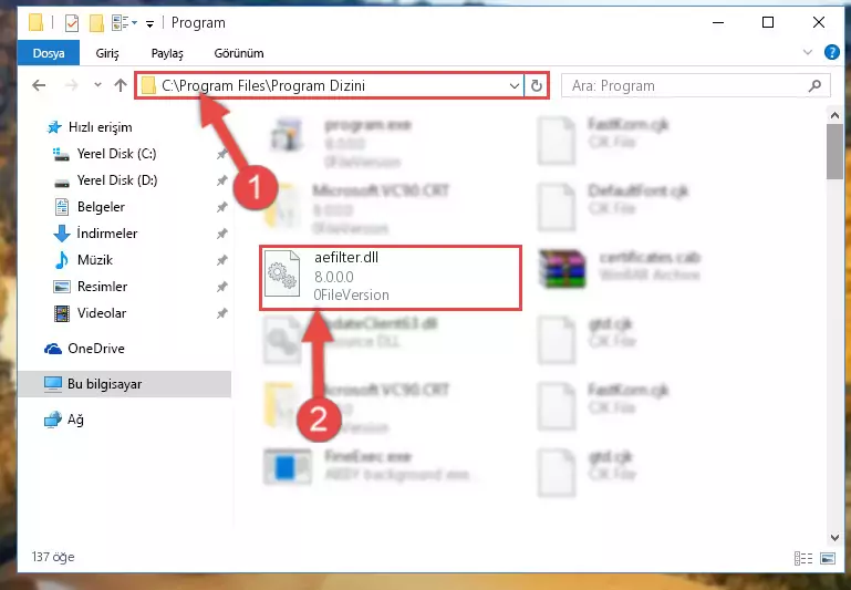 Aefilter.dll kütüphanesinin sorunlu kaydını Regedit'den kaldırma (64 Bit için)