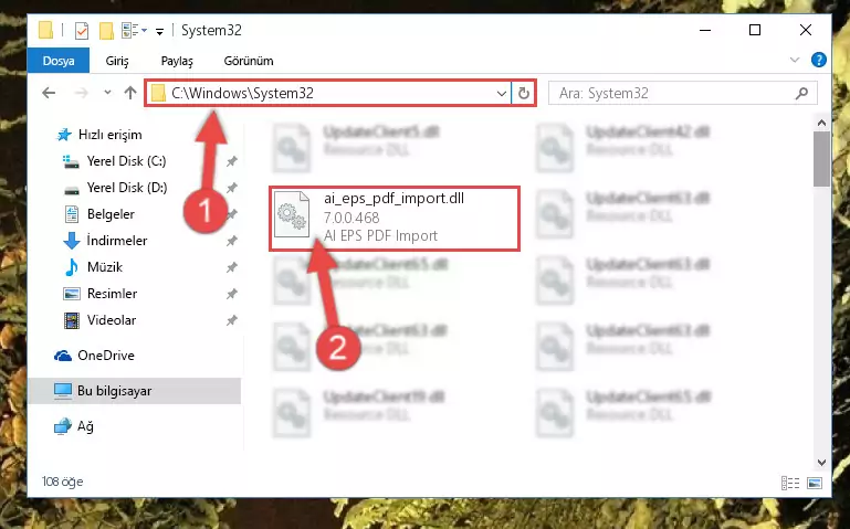 Ai_eps_pdf_import.dll dosyasını Windows/sysWOW64 dizinine yapıştırma
