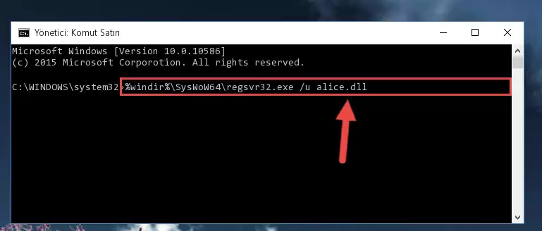 Alice.dll dosyası için Windows Kayıt Defterinde yeni kayıt oluşturma